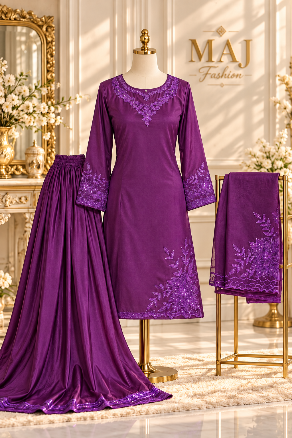 A Royal Super Kattan Flapper | Elegant Embroidered Ladies Dress
