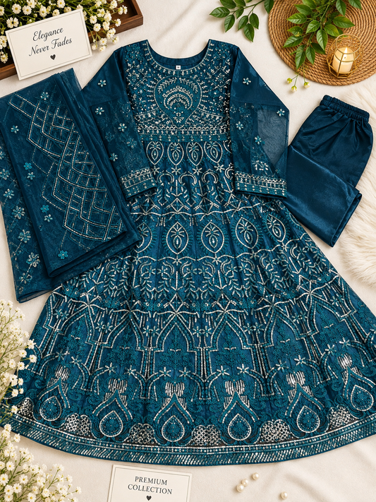 Premium Net Maxi Dress | Elegant & Stylish Ladies Collection