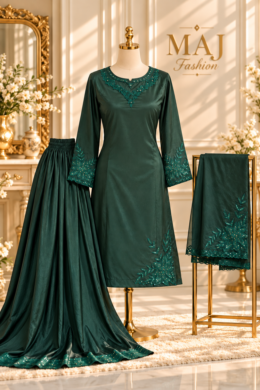 A Royal Super Kattan Flapper | Elegant Embroidered Ladies Dress