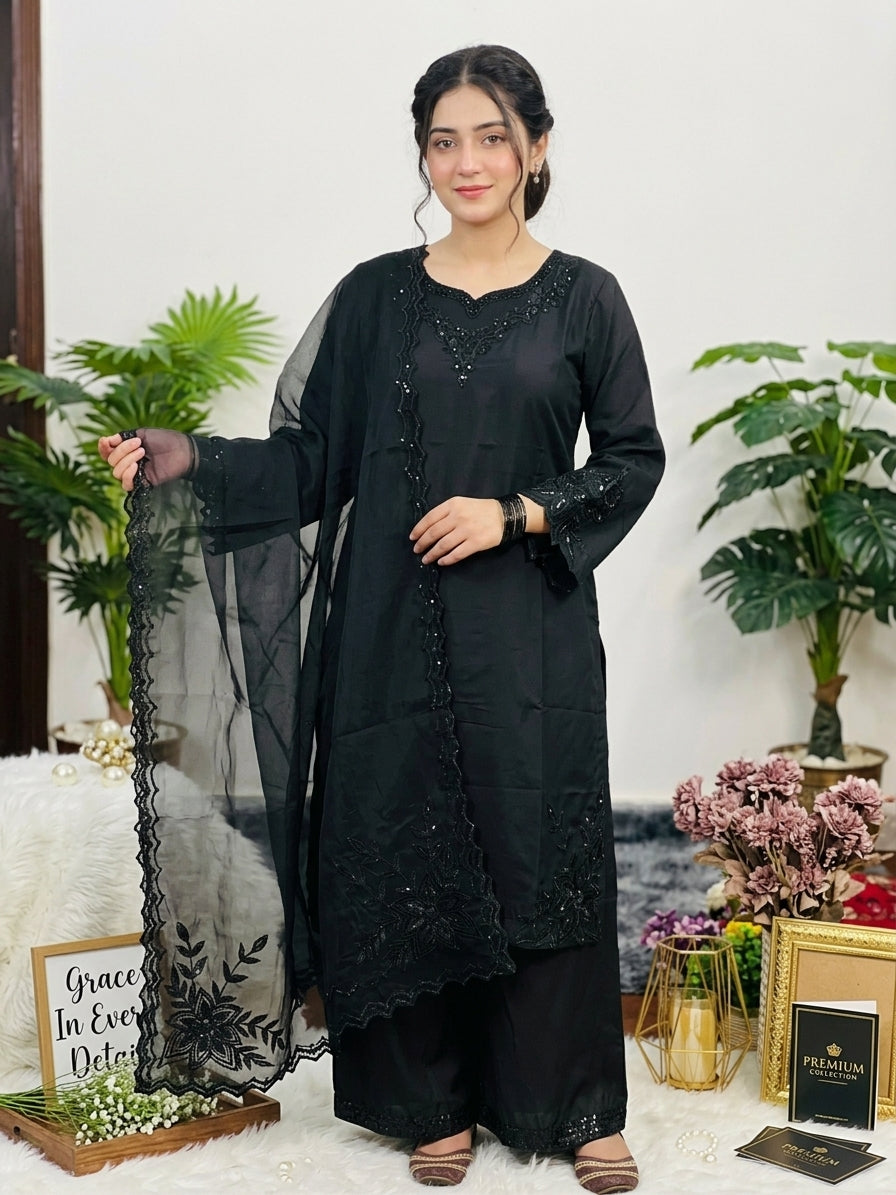 Royal Super Kattan Flapper | Elegant Embroidered Ladies Dress