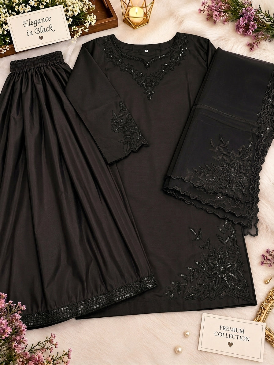 Royal Super Kattan Flapper | Elegant Embroidered Ladies Dress