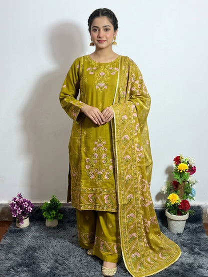 Premium Embroidered Doria Cotton Dress | Elegant Ladies Collection