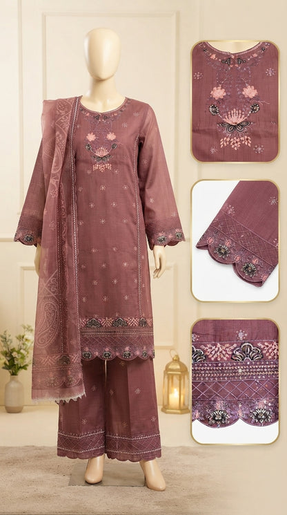 Premium – Embroidered Doria Cotton 3-Piece Suit ✨