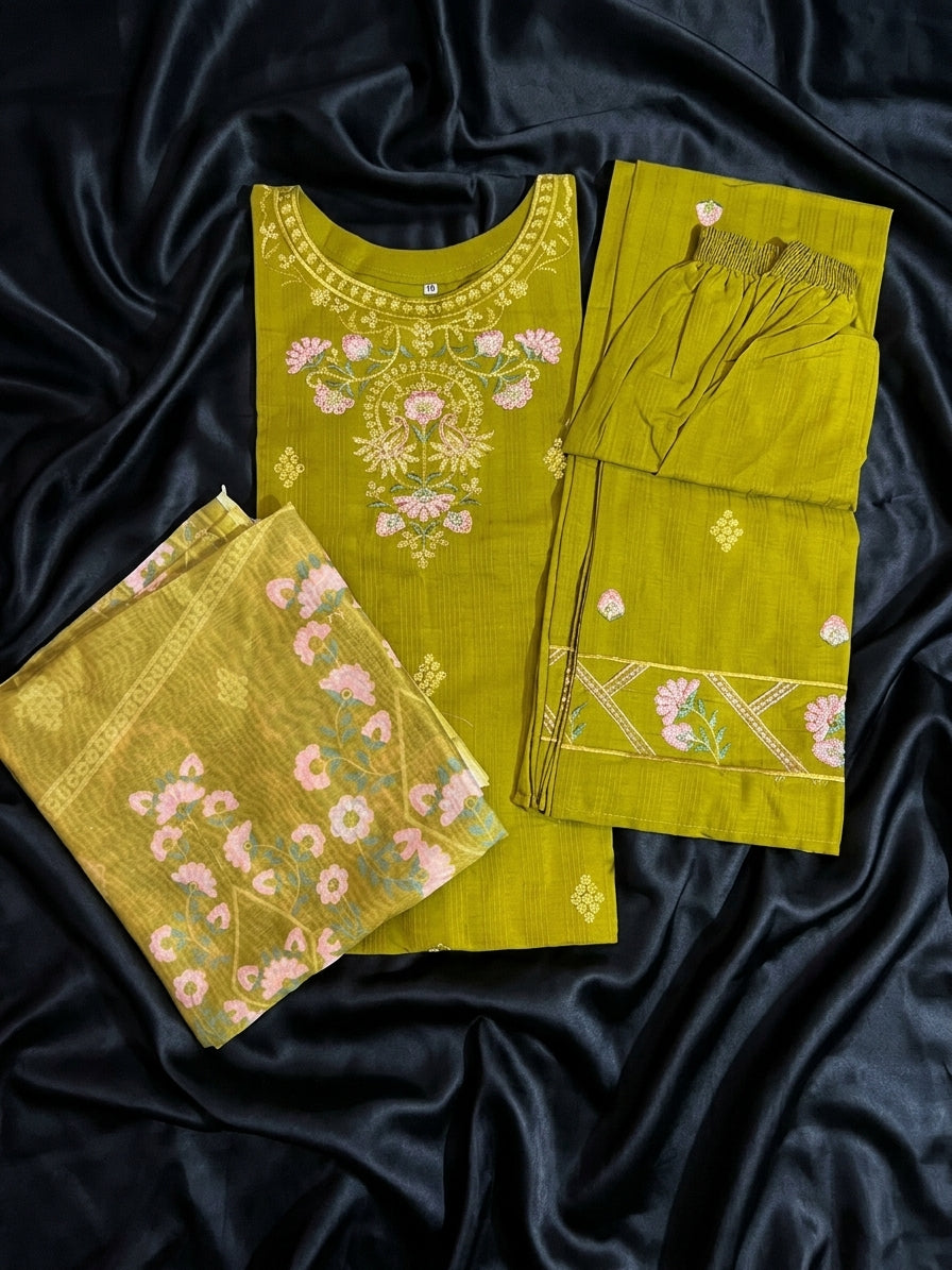 Premium Embroidered Doria Cotton Dress | Elegant Ladies Collection