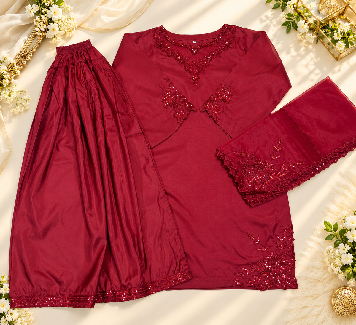 A Royal Super Kattan Flapper | Elegant Embroidered Ladies Dress